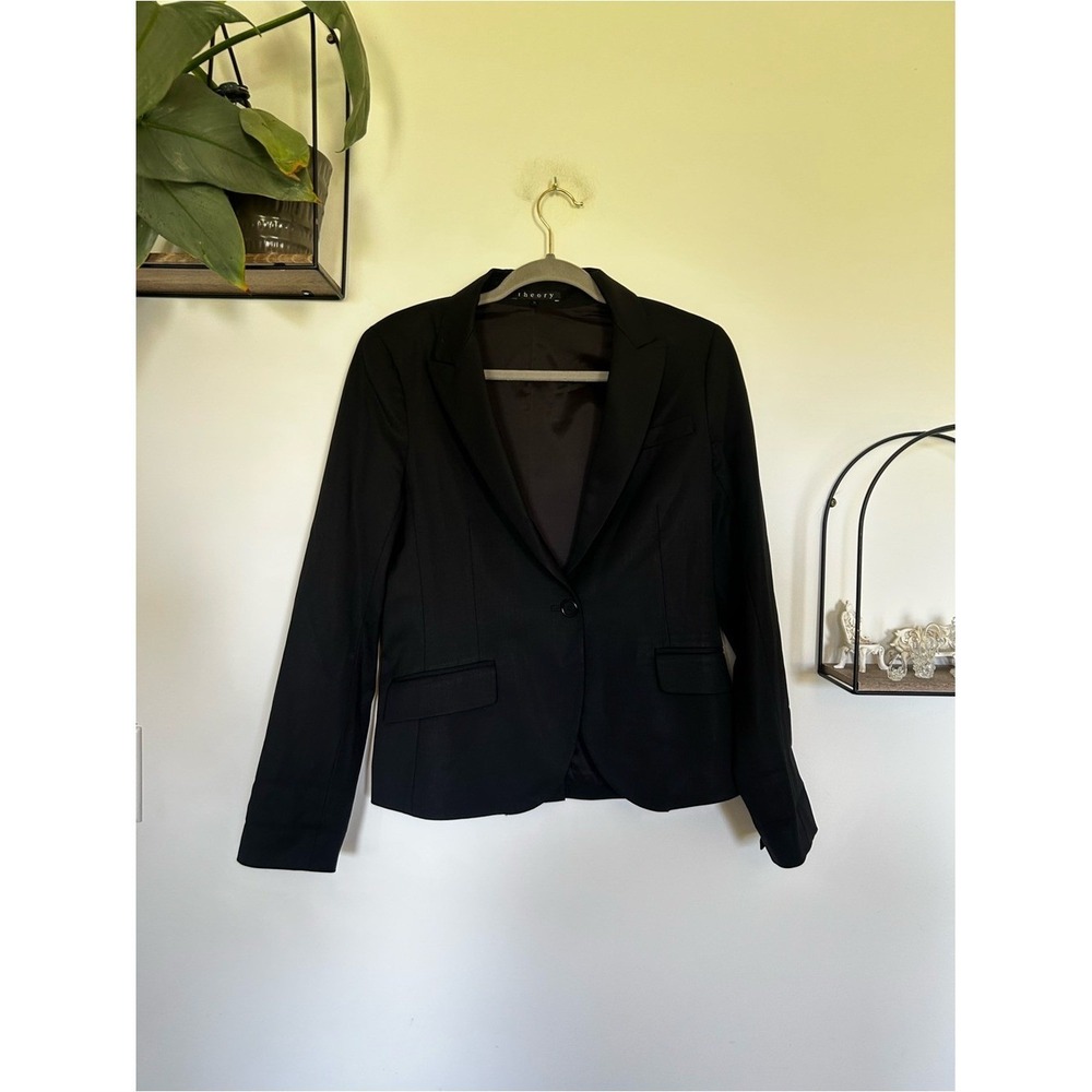 Theory Black Wool Blazer Size 10